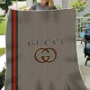 Gucci Khaki Fleece Blanket Fashion Brand Luxury Home Decor