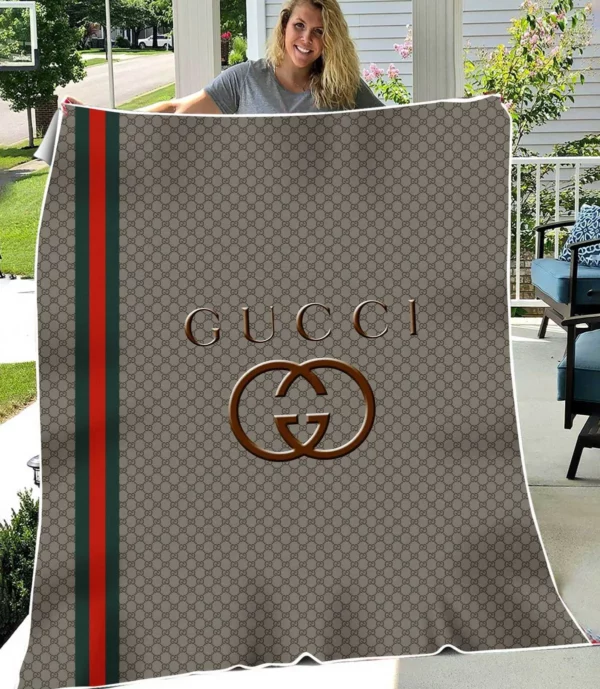 Gucci Khaki Fleece Blanket Fashion Brand Luxury Home Decor