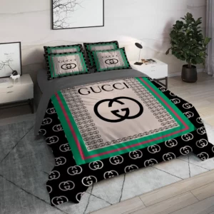 Gucci Logo Brand Bedding Set Luxury Bedroom Home Decor Bedspread