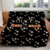 Gucci Moon Star Logo Fleece Blanket Home Decor Fashion Brand Luxury