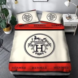 Hermes Logo Brand Bedding Set Bedroom Home Decor Bedspread Luxury