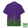 Aop Purple Rod Green Flame With Skull Custom Hawaiian Shirt