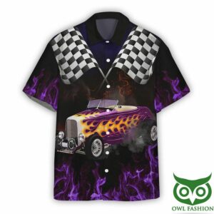 Aop Rod Car Racing Black Purple Ver Custom Hawaiian Shirt