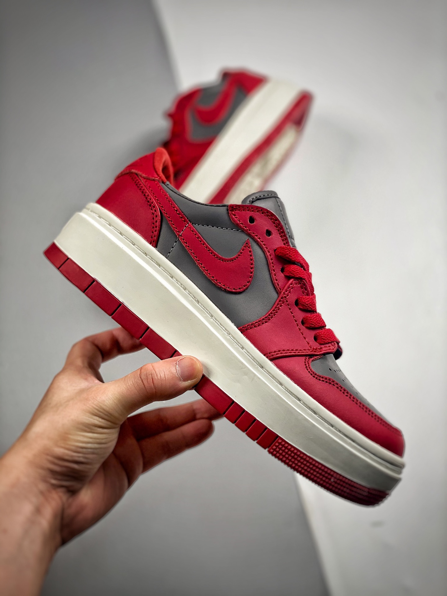 Air Jordan 1 Low Elevate UNLV Medium Grey White-Varsity Red For Sale