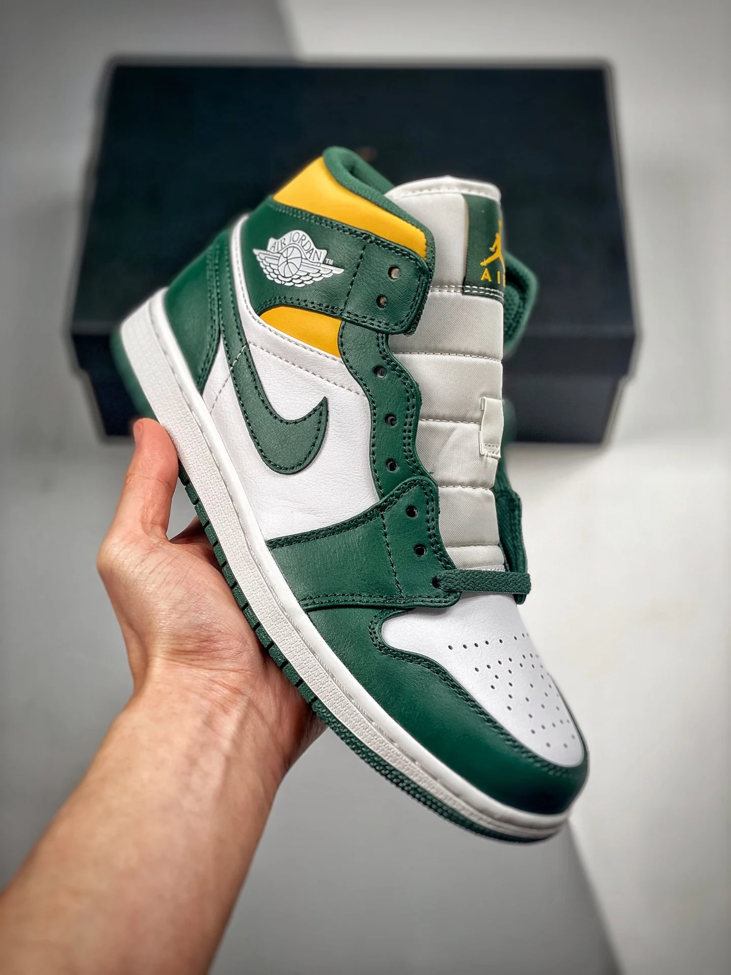 Air Jordan 1 Mid Seattle Supersonics Green Yellow For Sale