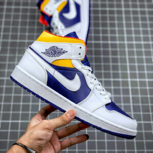 Air Jordan 1 Mid White Deep Royal Blue-Track Red-Laser Orange For Sale