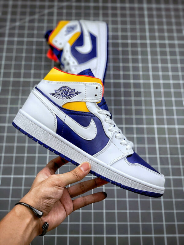 Air Jordan 1 Mid White Deep Royal Blue-Track Red-Laser Orange For Sale