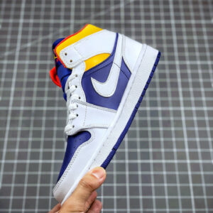 Air Jordan 1 Mid White Deep Royal Blue-Track Red-Laser Orange For Sale