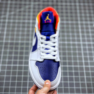 Air Jordan 1 Mid White Deep Royal Blue-Track Red-Laser Orange For Sale