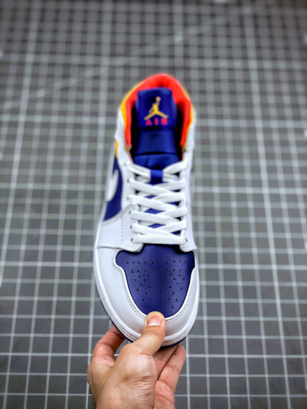 Air Jordan 1 Mid White Deep Royal Blue-Track Red-Laser Orange For Sale