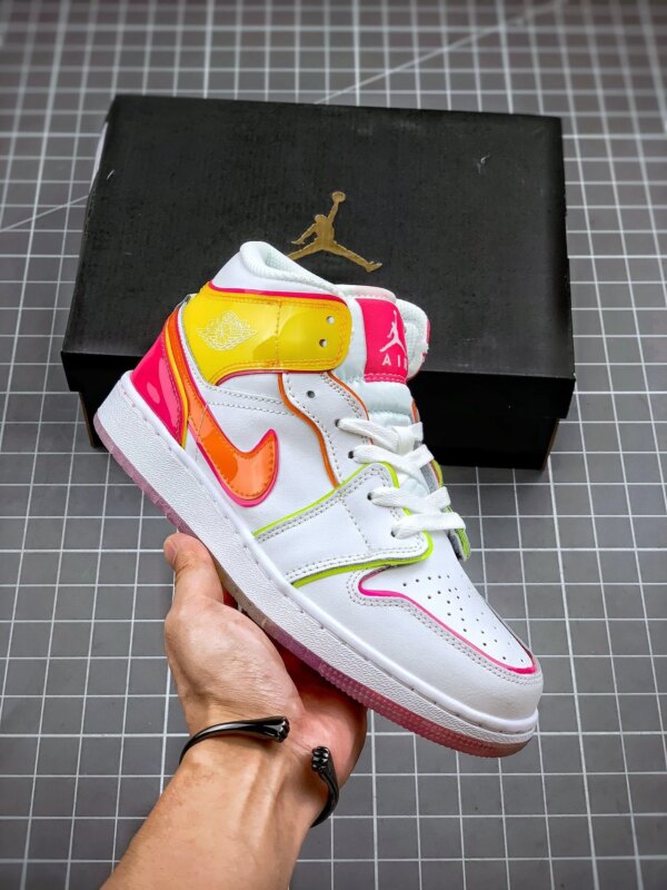 Air Jordan 1 Mid White Hyper Crimson-Pink For Sale