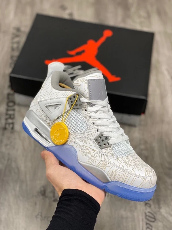 Air Jordan 4 Laser White Chrome-Metallic Silver On Sale