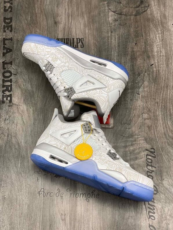 Air Jordan 4 Laser White Chrome-Metallic Silver On Sale