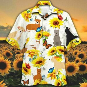 American Staffordshire Terrier Dog Lovers Sun Flower Hawaiian Shirt