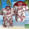 Audi Dark Red Floral White Hawaiian Shirt