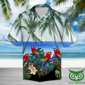 Colorful Parrot And Coconut Trees Hawaiian Shirt