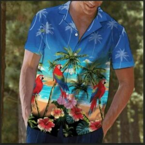 Parrot Coconut Hawaiian Shirt Beach Outfit Summer