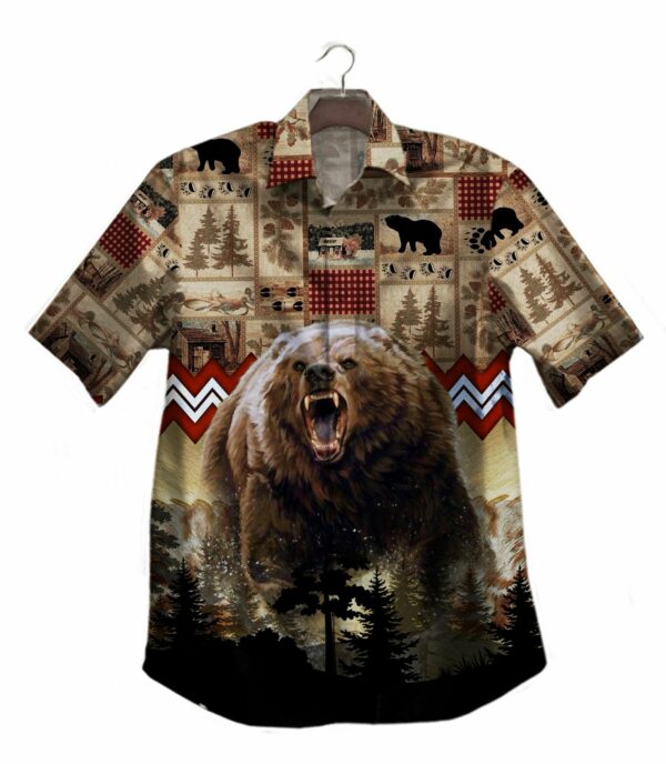 Bear Hunting Button Up Hawaiian Shirt