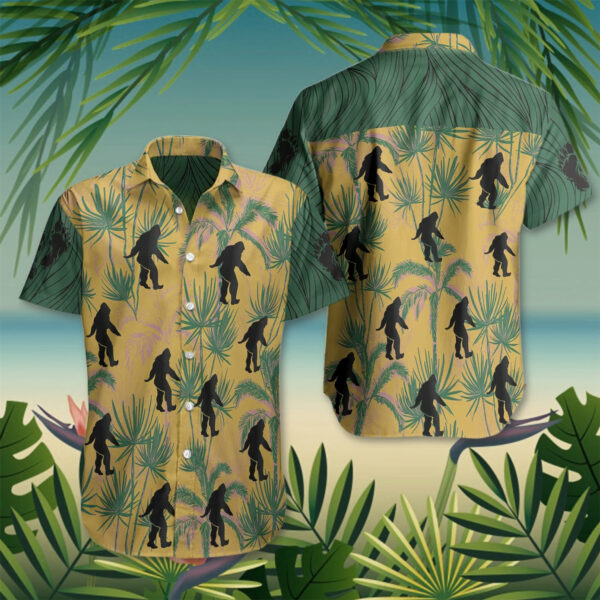 Bigfoot Coconut Vintage Yellow Funny Crazy Hawaiian Shirt