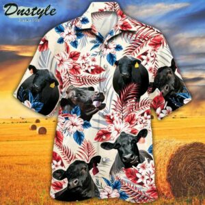 Black Angus Cattle Lovers American Flag Hawaiian Shirt