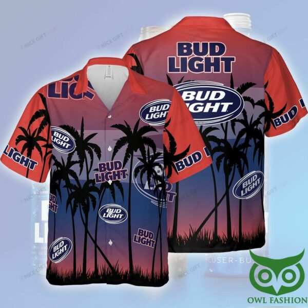 Bud Light Gradient Blue And Red Hawaiian Shirt