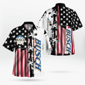 Busch Beer American Flag Hawaiian Shirt