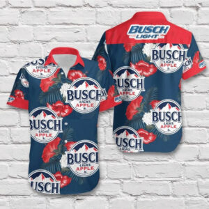 Busch Light Beer Red Apple Flavor Tropical Hawaiian Shirt