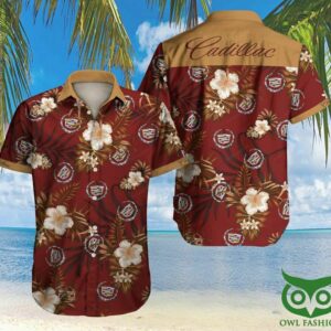 Cadillac Floral Red And Yellow Hawaiian Shirt