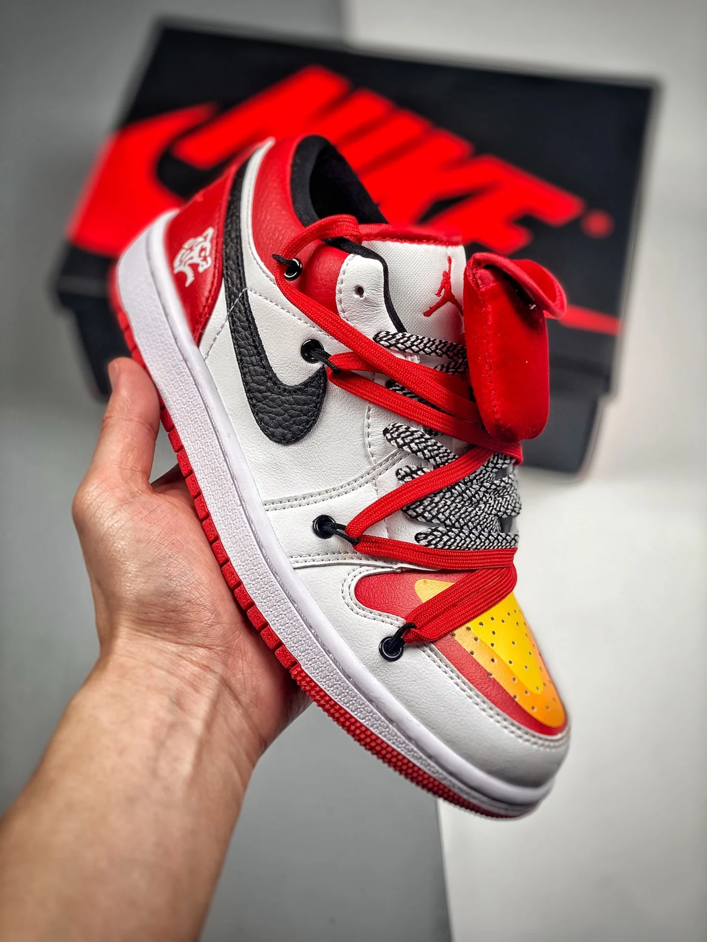 Custom Air Jordan 1 Low White Gym Red For Sale