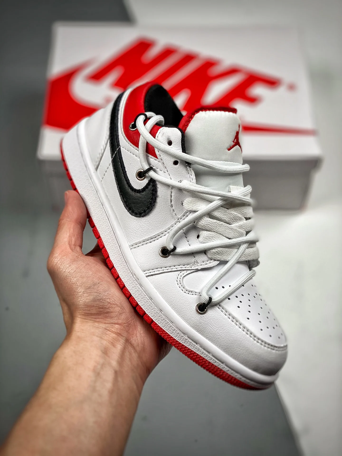 Custom Air Jordan 1 Low White University Red Black For Sale