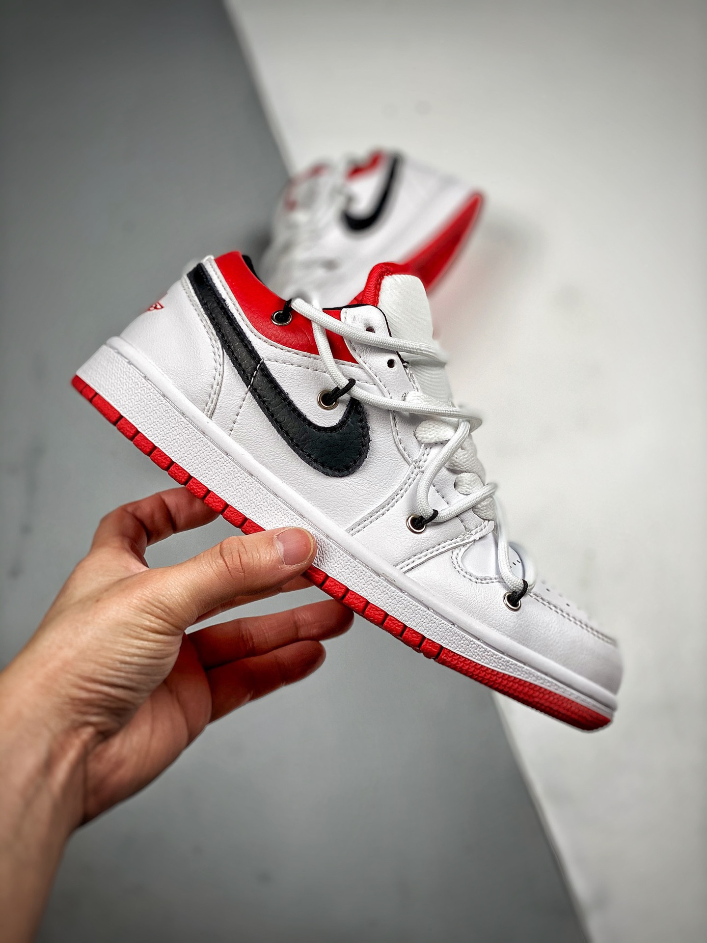 Custom Air Jordan 1 Low White University Red Black For Sale