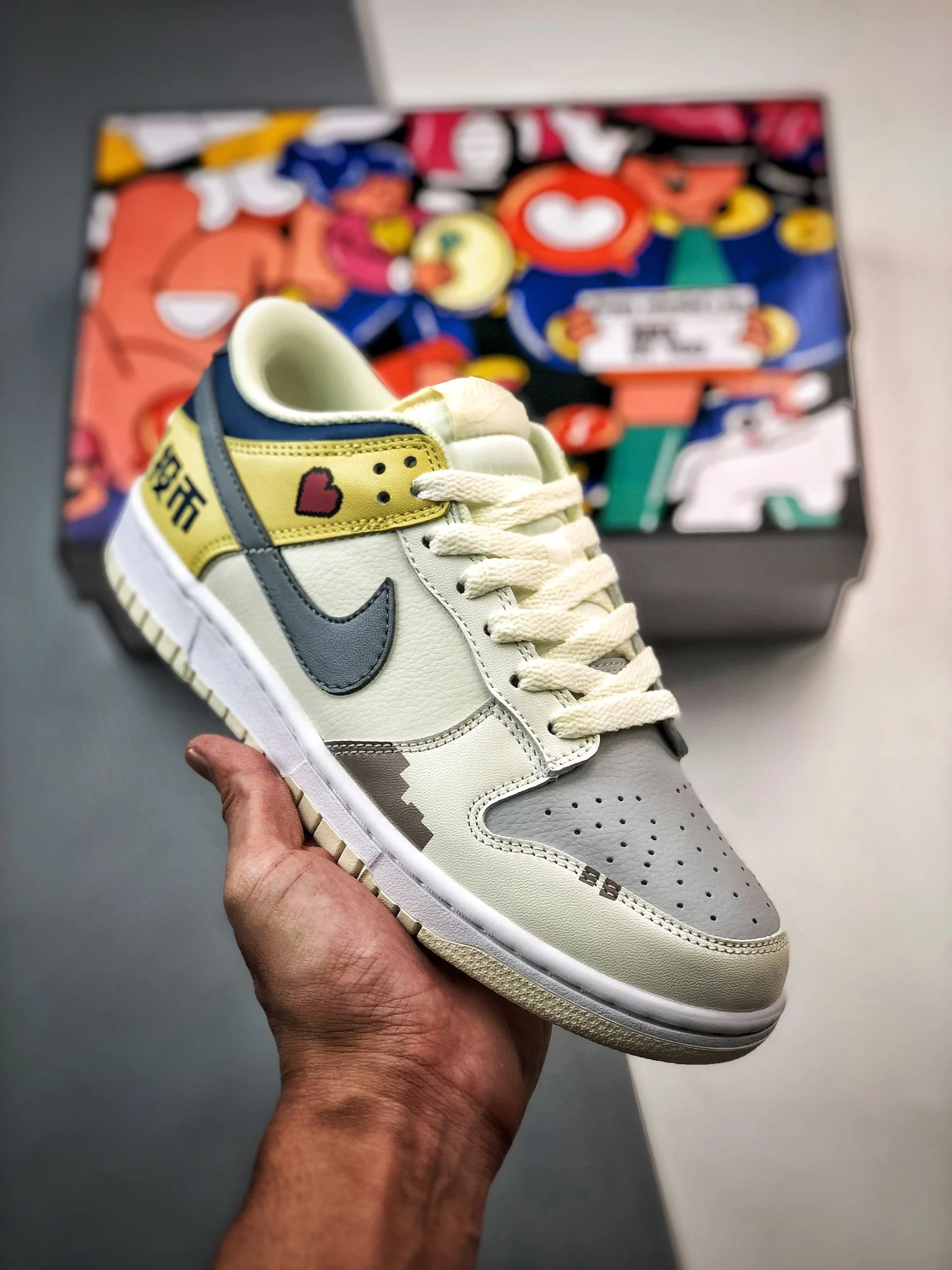Custom Nike Dunk Low White Yellow Blue For Sale
