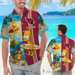 Custom Name Arizona Cardinals Bart Simpson Hawaiian Shirt