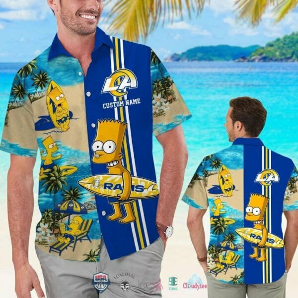 Custom Name Los Angeles Rams Bart Simpson Hawaiian Shirt