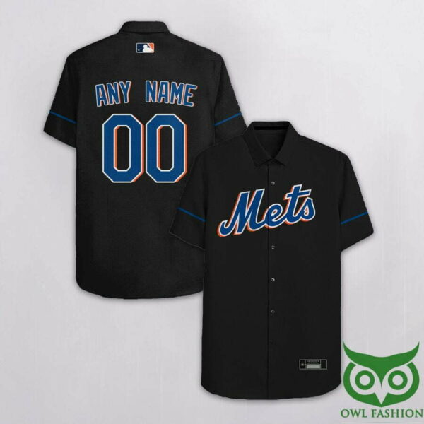 New York Mets Black Blue Hawaiian Shirt