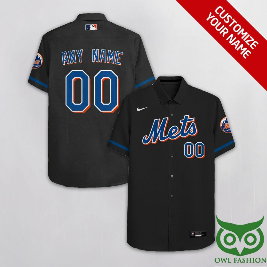 New York Mets Gray Black Hawaiian Shirt