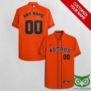 Customized Houston Astros Bright Orange With Gray Hawaiian Shirt