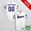 Customized Texas Rangers White With Sapphire Blue Hawaiian Shirt