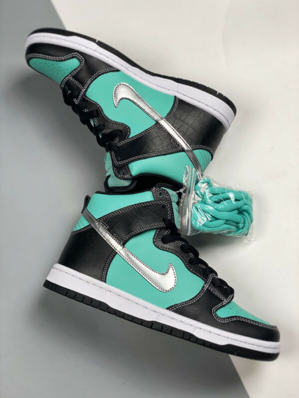 Diamond Supply Co. x Nike SB Dunk High Premium Aqua Chrome-Black For Sale