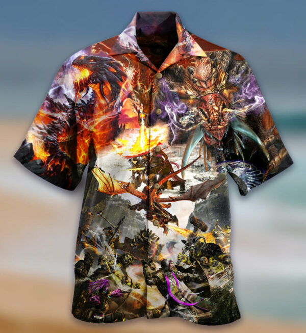 Dragon With Warrior Fight Hawaiian Shirt