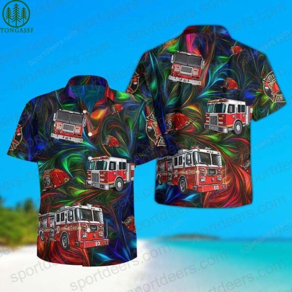 Firefighter Rainbow Hawaiian Shirt