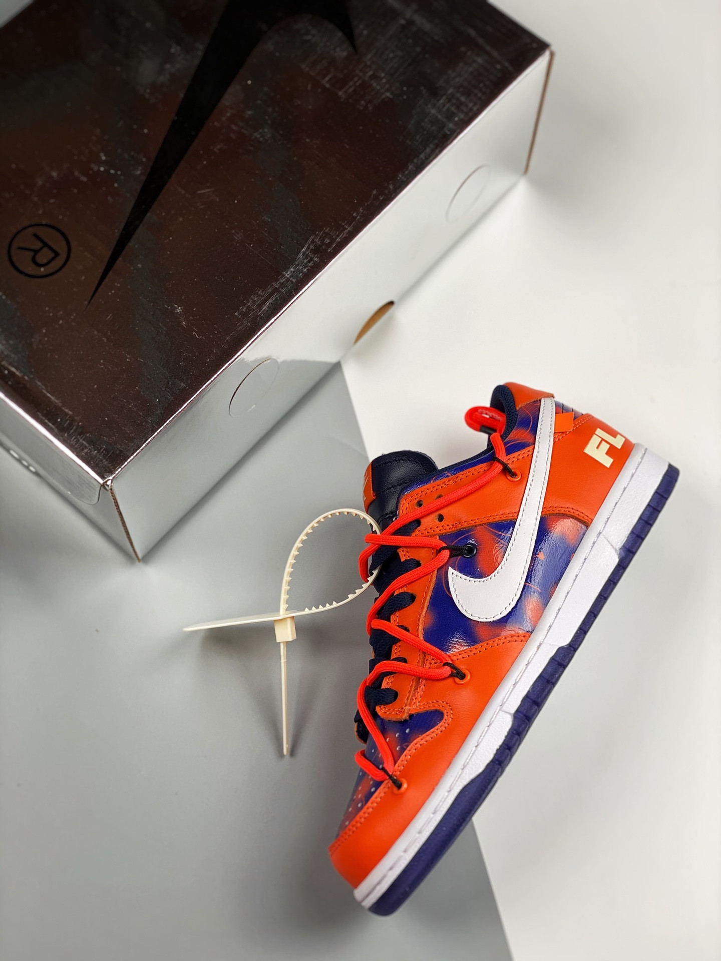 Futura x Off-White x Nike SB Dunk Low Orange Blue For Sale