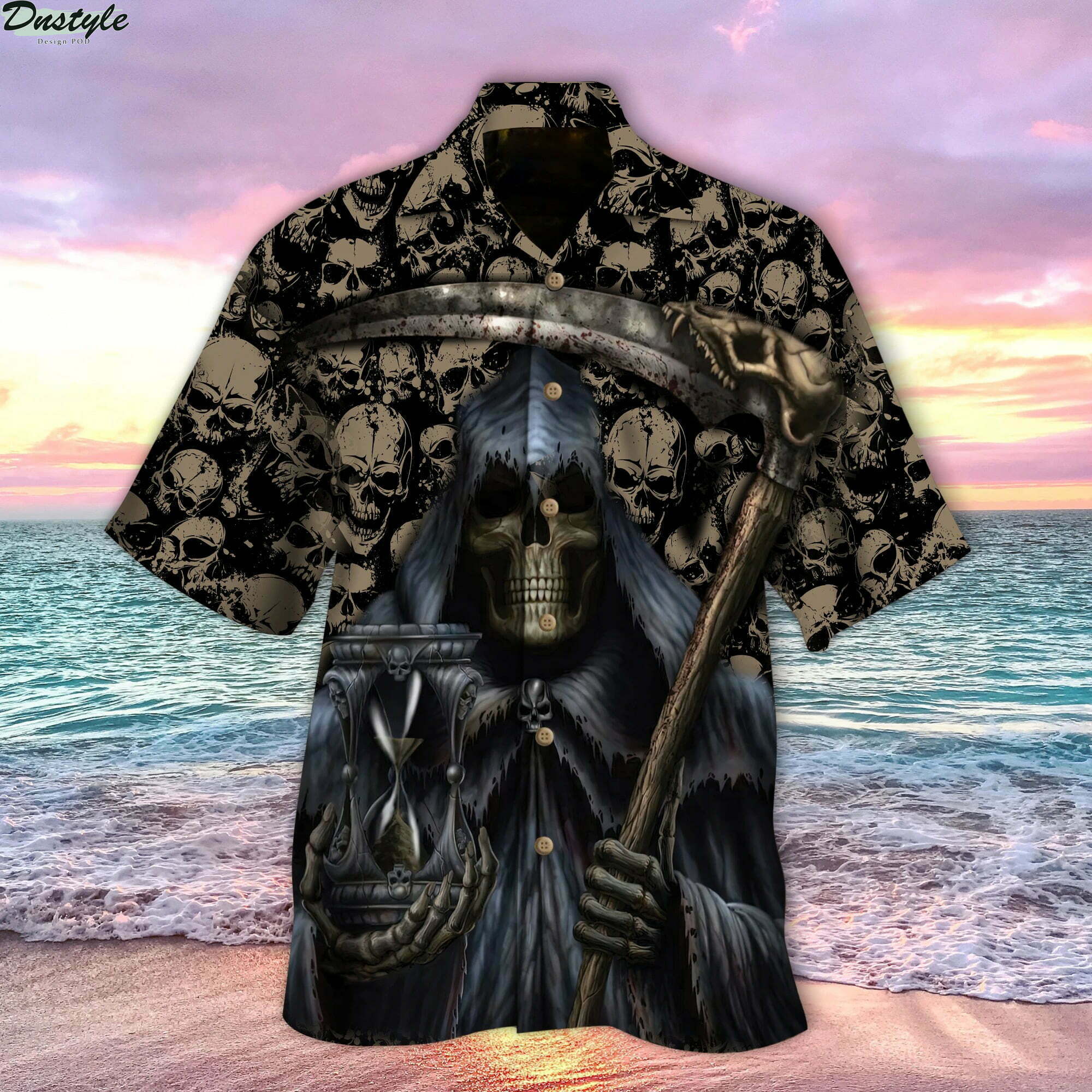 Grim Reaper Holds Time Hawaiian Shirt