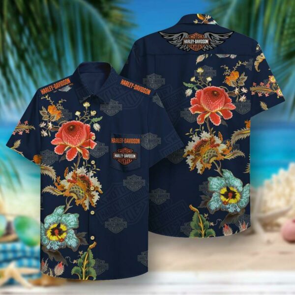 Harley Davidson Hawaiian Shirt Outfit Summer Beach
