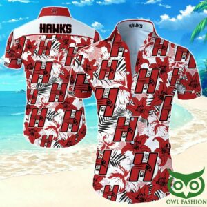 Hartford Hawks White And Dark Red Flowers Hawaiian Shirt