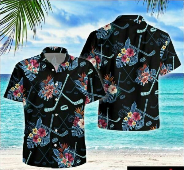 Hockey Tropical Hawaiian Shirt Beach Outfit Summer