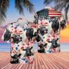 Longhorn Cattle American Flag Hawaiian Shirt