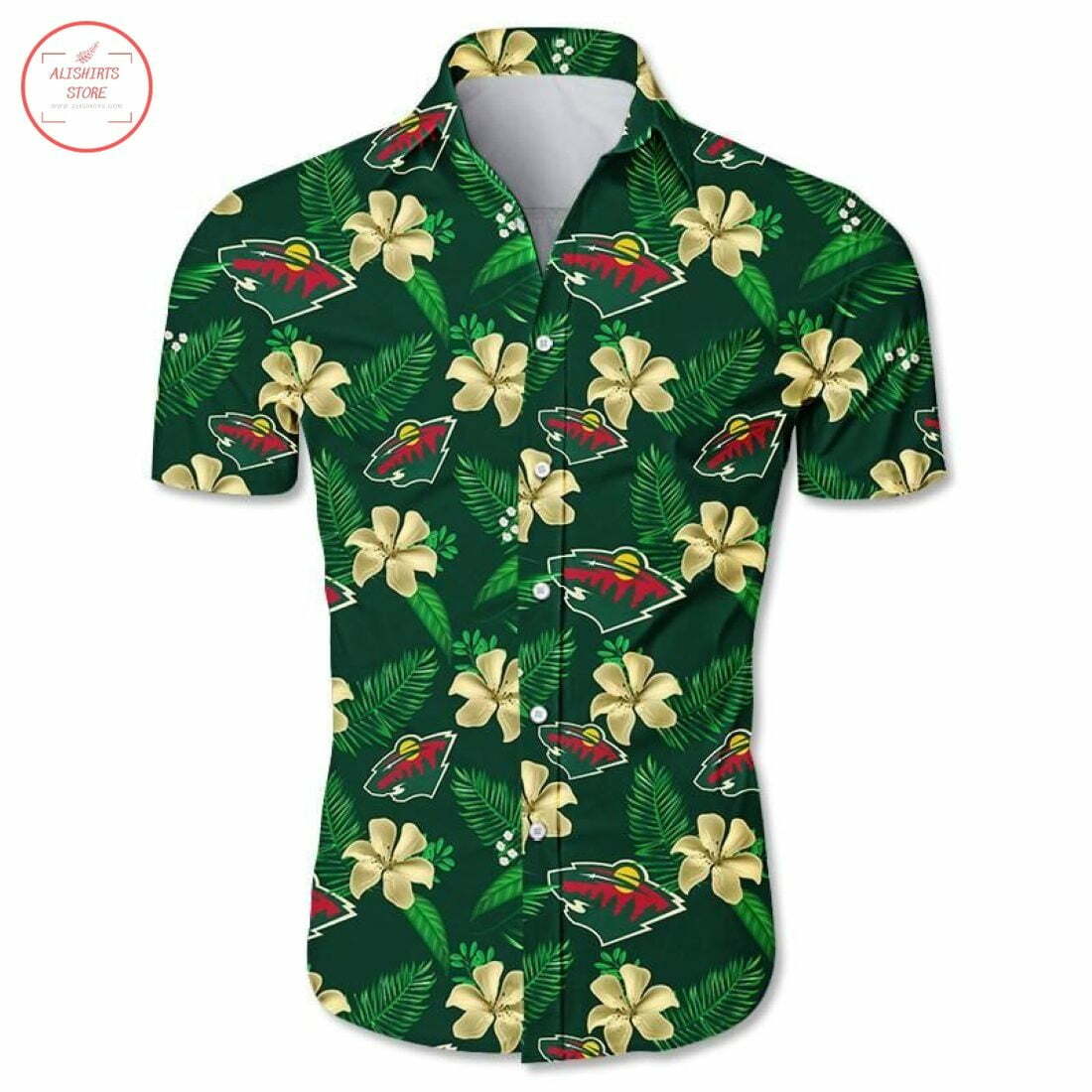 Minnesota Wild Floral Hawaiian Shirt