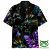Neon Cat Black Hawaiian Shirt Summer Outfit Beach