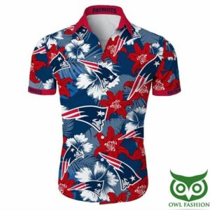 New England Patriots Tropical Red Blue Flower Hawaiian Shirt